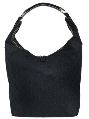 Gucci Black Canvas GG Hobo Handbag